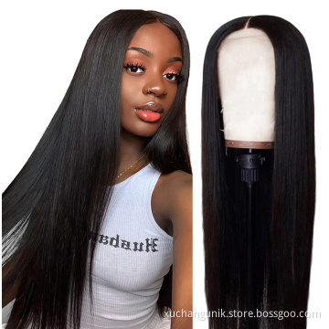 Uniky Cheap Wholesale 100% Natural Indian Long Straight, HD Transparent Lace Front Virgin Human Hair Wig